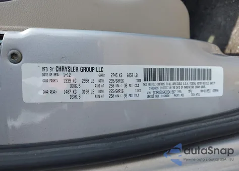 2012 Dodge Grand Caravan Sxt из США, поврежденный, VIN 2C4RDGCG4CR241907